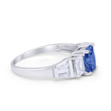 Engagement Ring Radiant Cut Simulated Tanzanite CZ 925 Sterling Silver